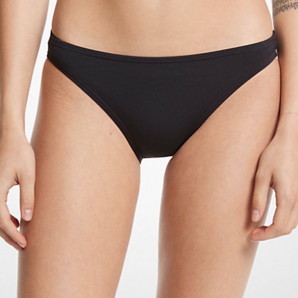 MICHAEL MICHAEL KORS Stretch Nylon Bikini Bottom Black Size XL